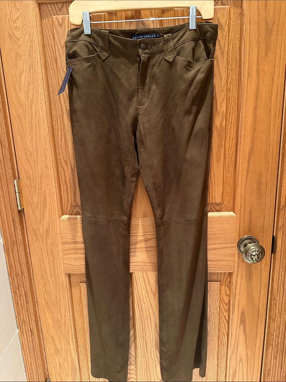 Ralph Lauren Women Brown 100% Genuine Leather Boot Cut Pants 6 NWT
